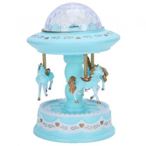 Hjlian Boite A Musique Romantique, Boite A Musique Lumineuse Coloree, Cadeau D'anniversaire Pour Enfant Avec Lampe De Projection, Bleu Clair - Neuf