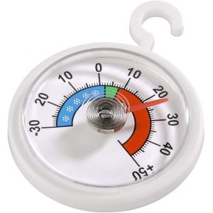 Thermomètre analogique pour réfrigérateur, freezer ou congélateur (à suspendre au réfrigérateur, congélateur, cave à vin, minibar, minimum -30 degrés, maximum 50 degrés, format rond) Blanc - Neuf