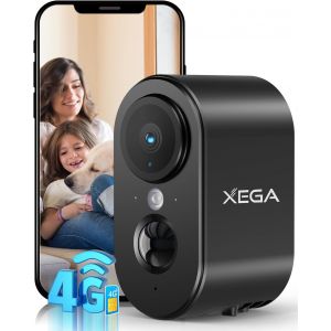 4G Lte Caméra De Sécurité Intérieur Avec Carte Sim, 2K Super Hd Caméra Ip Portable, Batterie 6000Mah, Détection De Mouvement Pir, Vision Nocturne Couleur, Audio 2 Voies, Tf/Cloud, Ip65 - Neuf
