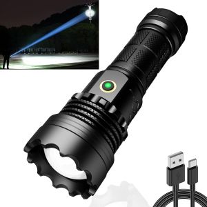 DOOL-¿3 Km De Tir Extrêmement Long¿ Lampe Torche Led Ultra Puissante 30000 Lumens,Puissante,Rechargeable,Étanche Ipx67,Pour Le Camping,La Randonnée,Les Urgences (1 Batterie 26650) - Neuf