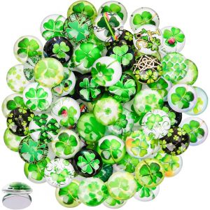 100 Pièces Cabochons En Verre Trèfle À Quatre Feuilles Pierres De Verre Porte-Bonheur Pour L'artisanat De Bricolage,Boucles D'oreilles,Pendentifs,Fabrication De Bijoux,Décoration De Maison - Neuf