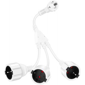 Fiche Triple pour Prise, Rallonge avec 3 Prises Schuko 16A/ 250V/ Max.3500W 3 en 1 Adaptateur de Prise Distribution &agrave; 3 Voies IP44 Triple Prise pour Maison, Bureau, Voyages - Neuf