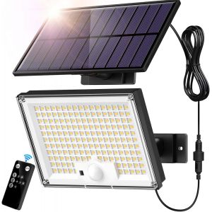 Lampe Solaire Extérieur 172 Led 3 Modes Lumière Solaire Extérieure Détecteur De Mouvement, Lampe Solaire Ip65 Eclairage Exterieur Solaire, Led Spot Solaire Avec Câble De 5m Pour Jardin, Garage - Neuf