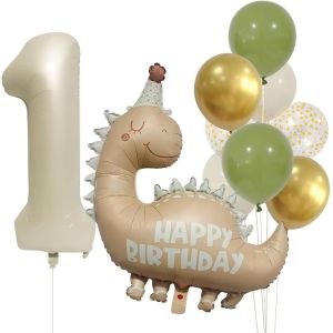 CAUC-Ballons Dinosaure 1er Anniversaire Gar&ccedil;on Fille, D&eacute;coration 1er Anniversaire Gar&ccedil;on, Kit Ballon Dinosaure 1 An, D&eacute;co Anniversaire B&eacute;b&eacute; Gar&ccedil;on, F&ecirc;te Dinosaure 1 An Enfant - Neuf