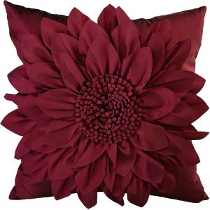 Housse Coussin Decoratif Tournesol 3d Pour Lit Canape Voiture, Couverture Accent Fleuri Taffetas, Housse Coussin Main Faite Decoration Salon, 17x17 Pouce-Bourgogne - Neuf