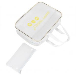 Trousse de toilette semi-transparente Trousse de maquillage de voyage Sac divers Cosmétiques Oraganizer (blanc) - Neuf