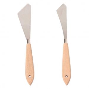 2 Pcs Couteau De Peinture Spatule Palette Couteau Manche En Bois Et Lame En M&eacute;tal Accessoires De Peinture Pour L'art - Neuf