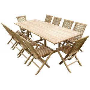 Ensemble De Jardin En Teck Premium Astana 10 Chaises Jenae - Neuf
