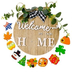 Interchangeables Saisonni&egrave;re Signe De Bienvenue Devant La Porte De La D&eacute;coration, - Neuf