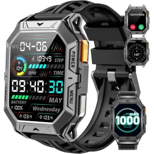 Montre Connectée Homme Avec 1000 Mah 50 Jours Batteria Amoled Écran 10atm Imperméable Bluetooth Appel Android Ios Smartwatch Homme Boussole/Podómetro/Fréquence Cardiaque 100+ Modes Sportifs - Neuf