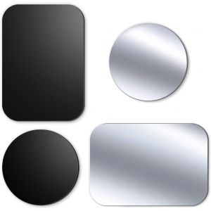 Plaque M&eacute;tallique, Plaque M&eacute;tal Autocollante Pour Support T&eacute;l&eacute;phone Voiture Magn&eacute;tique Lot De 4 Plaques De M&eacute;tal Minces Avec Adh&eacute;sif Pour Aimant T&eacute;l&eacute;phone Voiture, Argent & Noir - Neuf
