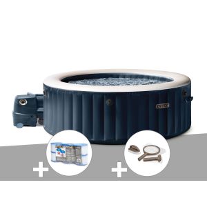Kit spa gonflable Intex PureSpa Blue Navy rond Bulles 6 places + 6 filtres + Kit d'entretien - Neuf