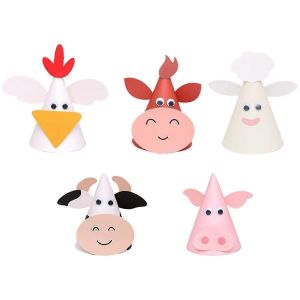 5 Pcs Enfants F&ecirc;te D'anniversaire Chapeaux Zodiaque B?Uf Vache C&ocirc;ne Chapeaux Animaux De La Ferme C&ocirc;ne Chapeaux Accessoires Photo Pour Enfants Fournitures De Douche De B&eacute;b&eacute; - Neuf