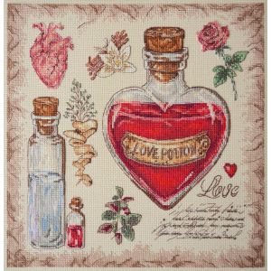 Kit Point De Croix Compt&eacute; "Recette D&iquest;Amour" 30x30cm. Fabriqu&eacute; En Ukraine. - Neuf