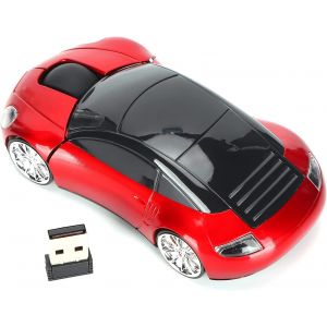 Souris de Voiture sans Fil 2,4 GHz, Souris sans Fil Portable pour Ordinateur Portable, Tablette, Ordinateur de Bureau avec R&iquest;&iquest;cepteur Intelligent (Rouge) - Neuf