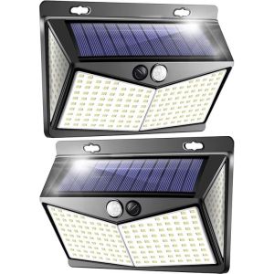 Lumière Solaire Extérieure, 156 Led De Capteur De Mouvement De Projecteur De Led, Solaire D'extérieur Projecteur Led, Mur De La Lumière Pour Le Jardin Et La Piscine (Pack De 2) - Neuf