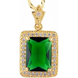 Kales-Pendentif Avec 18"" Chaîne&coupe De Rectangulaire Cz [4 Couleurs Disponibles] En Plaqué Or Jaune,Simple Moderne Élégant - Neuf