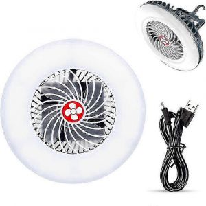 Ventilateur suspendu LED 2 en 1 pour tente de camping avec crochet de suspension et aimant au dos, ventilateur de plafond LED pour le camping, le bureau, la voiture, les situations d'urgence, les do - Neuf