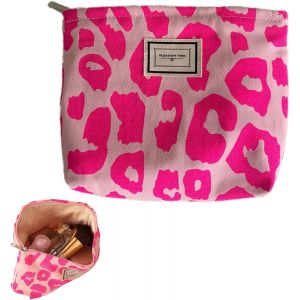 CAUC-Trousse &Agrave; Cosm&eacute;tiques Imprim&eacute; L&eacute;opard Rose Trousses de Maquillage Glissi&egrave;re Portable Rangement L&eacute;opard Imprim&eacute;e Maquillage pour Femmes, Sacs &Agrave; Main, Portefeuilles, Trousses de Toilette - Neuf