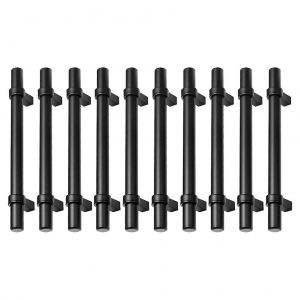 Lot de 10 poign&eacute;es de meuble en acier inoxydable noir pour tiroirs et portes - Neuf
