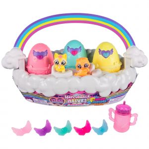 Hatchimals Alive, Neon Rainbow, Panier de printemps (les mod&egrave;les peuvent varier), 3 oeufs de P&acirc;ques qui &eacute;closent tout seuls, cadeau amusant et jouets pour filles et gar&ccedil;ons &agrave; partir de 3 ans - Neuf