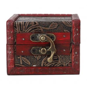 Boite a bijoux carree vintage, vitrine decorative en bois faite a la main (Lotus) - Neuf