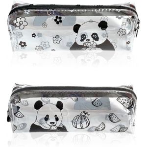 2 Pcs Trousse Panda Trousse Transparente Trousse Scolaire Grande Capacité Plumier Simple Mode Trousse Enfant Etanche Pochette Voyage Portable Idéal Pour Trousse Ecole - Neuf