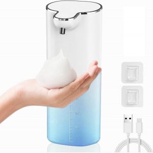 KAL-Savon Automatique, 400 Ml Savon Mousse Rechargeable Sans Contact Montage Mural, 4 Volumes De Mousse Réglables, Ipx5 Savon Électrique Avec Capteur De Mouvement Infrarouge - Nettoyage Automatique - Neuf