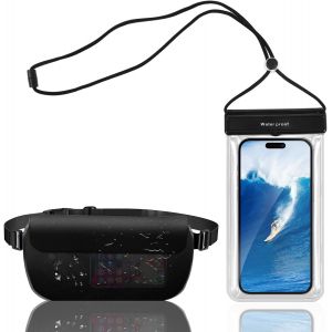CHECARZHN--NO1-Pochette Etanche Smartphone - Pochette Etanche En Pvc Avec Sangle Réglable - Sac Etanche Pour Sports Nautiques, Plage, Natation, Bateau (Noir) - Neuf