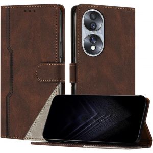 Kal-Étui Pour Huawei Honor 70, Housse En Cuir Pu Avec [Protection Antichoc Tpu] [Fonction Support] [Porte-Cartes ] Antichoc Magnétique Coque Pour Honor 70 - Marron - Neuf