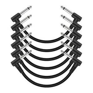 Lot de 6 c&acirc;bles patch pour guitare 15 cm,c&acirc;ble de p&eacute;dale de guitare &agrave; angle droit blind&eacute; pour p&eacute;dale d'instrument - Neuf