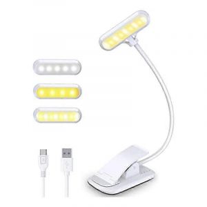 Lampe De Lecture Pince De Livre,9 Led Lampe À Pince Avec 3 Températures De Couleur Et Interrupteur Tactile À Intensité Variable,Usb - Neuf