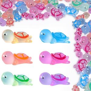 Mevronisshop-60 Pi&egrave;ces Mini Tortues Lumineuses En R&eacute;sine, Mini Figurines Tortues, Petites Tortues, Mini Tortues, Tortues Minuscules Diy, Pour D&eacute;coration De Jardin, Sc&egrave;nes De Micro Paysage Diy - Neuf