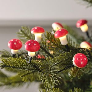 Jgd-Guirlande Lumineuse &Agrave; 20 Champignons Rouges Avec Led Blanc Chaud &Agrave; Piles Avec Minuterie D&eacute;coration De No&euml;l Pour Int&eacute;rieur - Neuf