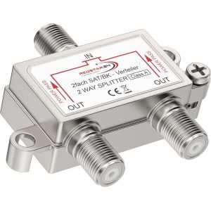 MEVRONISSHOP-Redstar R&eacute;partiteur TV SAT BK &agrave; 2 voies - Distributeur R&eacute;partiteur antenne satellite pour TV et radio, HDTV/UHD 4K, DVB-S/S2, DVB-T/T2, DVB-C/C2, bo&icirc;tier robuste blind&eacute;, 2 sorties, insta - Neuf