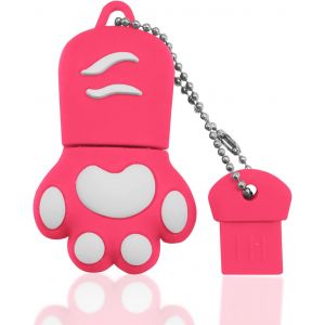 Clé USB 64Go,Pen Drive USB 2.0 Flash Drive 64Go Portable Clef USB Pattes de Chat Mémoire Stick pour PC,Tablette,Cadeau (Rose) - Neuf