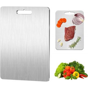 Kalanka-Planche A Decouper Inox Pour La Cuisine, 29 X 20 Cm, Planche À Découper, Planche À Découper En Acier Inoxydable, Facile À Nettoyer, Résistant Aux Rayures, Adapté À La Cuisine, Aux Fruits - Neuf