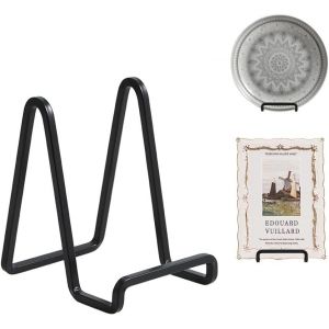 Chevalet Support Presentoir Porte Assiette-4.5 Pouces Metal Support Assiette Decorative-Support Cadre Photo de Table-Présentoir de Fer pour Plaque|Livre Cuisine|Carte Postale|Art-Noir.[T18] - Neuf