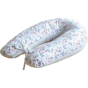 Coussin De Grossesse ¿ Coussin D'allaitement 190 Cm ¿ Coussin Latéral 100% Coton ¿ Avec Housse Amovible ¿ Coussin Ergonomique Pour Dormir Pendant La Grossesse (Taupe Gaufré/Prairie Brune) - Neuf