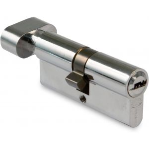 Cylindre Serrure De Sécurité Pour Portes - Taille 70 (30-40) - 6 Goupilles - Lèvre De 15 Mm - Inclus 5 Clés À Pointe En Laiton Et Vis De 70 Mm - Fini Chromé Brillant Multipoint - Neuf