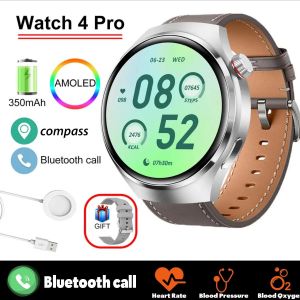 2025New Gt4 Pro Santé Montre Intelligente Hommes 360*360 Amoled Écran Nfc Gps Tracker Boussole Bt Appel Sang Oxygène Ip68 Sport Smartwatch.Silver Belt.Watch 4 - Neuf