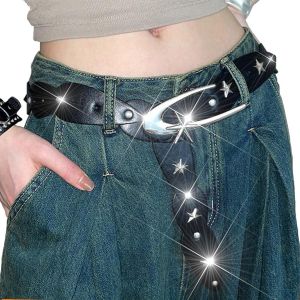 Cauc-Y2k G&uuml;rtel, Ceinture R&eacute;glable &Agrave; Clous Noire, Ceinture Punk &Agrave; Clous Accessoires Gothiques, Ceinture Emo Clous, V&ecirc;tements Y2k Ceinture Gothique Femmes Hommes - Neuf