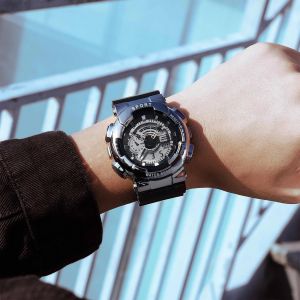 Montre &Eacute;lectronique Multifonctionnelle Lumineuse &Eacute;tanche R&eacute;veil Chronom&egrave;tre Montre-Bracelet Pour Les Sports De Plein Air Argent - Neuf