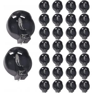 Lot de 30 supports horizontaux pour piles bouton CRCR2025 3 V 2 broches pour CRCR2025 CR2016 Noir - Neuf