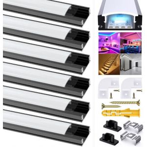 Vornixorsarlshopprofil&eacute; Aluminium Pour Bandes Led, Canal Avec Couvercle Blanc Cr&egrave;me, Diffuseur Et Embouts, Clips De Montage En M&eacute;tal - Neuf