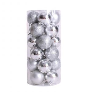 24Pc Argent Incassables de boules de No&euml;l 1.57"" en Vrac, Compatible avec les D&eacute;corations de l'Arbre, la F&ecirc;te de Pendaison de No&euml;l Traite - Neuf