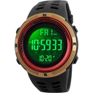 Eryi-Homme Montre Sport Digital 50m Etanche Outdoor Multifonction Electronique Tactique Militaire Montres Bracelet Hommes Double Temps Calendrier Alarme Plastique Caoutchouc Montre Homme Garçon - Neuf