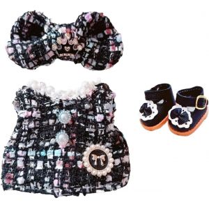 KALANKA-Mignon Vêtements Poupée 17 cm pour Vinyl Plush Toy Poupée pour Vinyl Plush Toy Doll, N?ud Papillon Barrette à Cheveux-Manteau-Chaussures pour Vinyl Plush Toy Vêtements pour Vinyl Plush Toy - Neuf