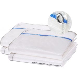 ChenQuanSarl-Lot De 2 B&acirc;ches Transparentes - 2 X 3 M - Imperm&eacute;able Et Robuste - 120 G/M&sup2; - R&eacute;sistante Aux Uv - Bloque Le Vent - Translucide Avec ?illets - B&acirc;che Transparente Renforc&eacute;e - Neuf