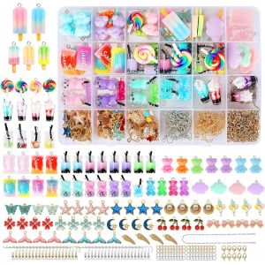 Kales-Pendentifs Charms Collier Ours,161 Pcs Breloque Charms En Resine,Breloques Creation Bijoux,Pendentif En Résine,Ensemble Pendentif Ours Papillon,Cadeau Fille 5-12 Ans - Neuf